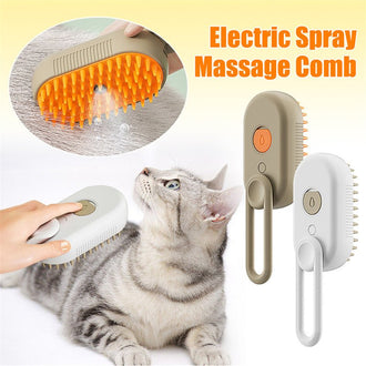 3-in-1 Cat & Dog Steam Brush – Pet Grooming Comb for Hair Removal, Cleaning & Massage