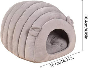 Covered Plush Cat & Dog Cave Bed – Cozy and Warm Pet Sleeping Bed